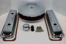 SB Chevy Centerbolt Chrome Engine Dress Up Kit Valve Covers Washable Air Cleaner
