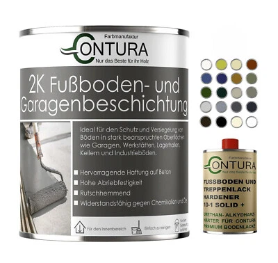 CONTURA 2K Bodenfarbe Betonfarbe Garagenfarbe Kellerboden Fussbodenlack Glänzend Lack