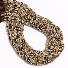 Chocolate Mother Of Pearl Gemstone Round Faceted Beads 2X2 mm Strand 13" EB-534