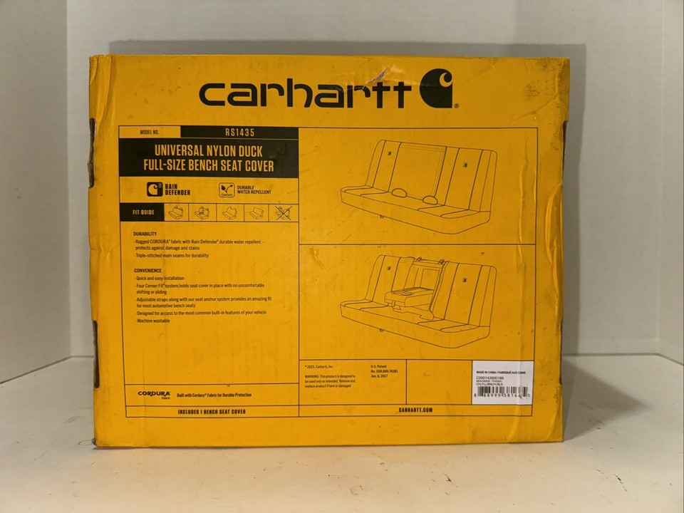 Carhartt Universal Nylon Duck FullSize Bench Seat Cover RS1435 Black