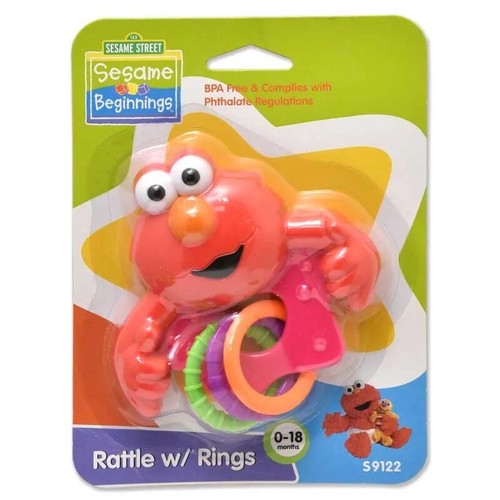Sesame Street Beginnings ELMO Rattle With Rings 0-18 Months NEW Toy ...