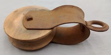 Antique Vintage Wooden Metal Iron Barn Pulley Wood Wheel Farm Barn Tool USA