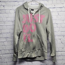 NIKE Womens Hoodie Gray Pink Small JUST DO IT Logo FULL ZIP jacket