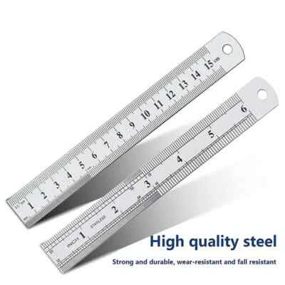 OOBRAN METAL STAINLESS STEEL RULER METRIC & IMPERIAL 6" 15CM 150MM LONG ENGINEERS RULE