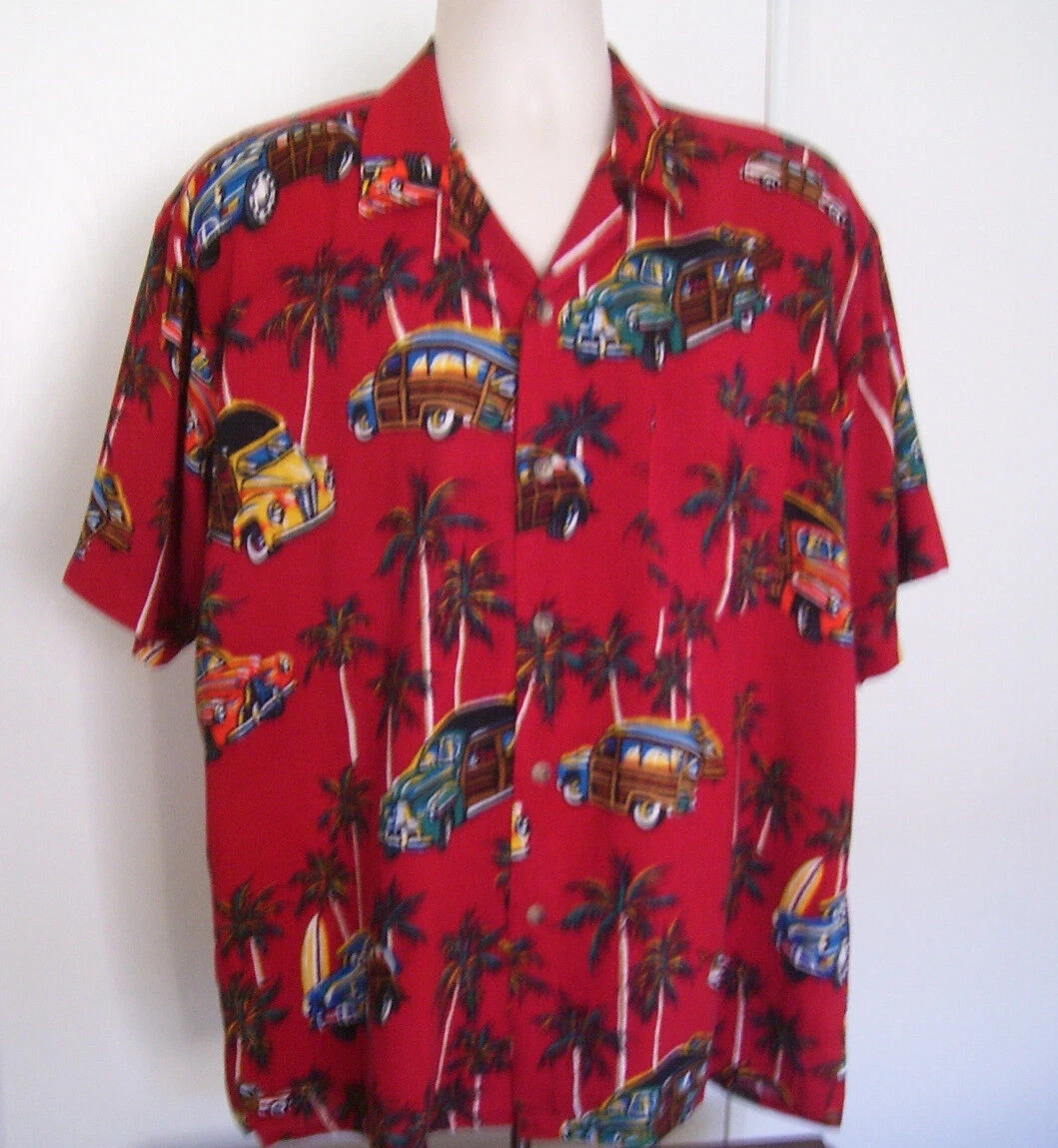 Vintage After Dark Falcon Bay Hawaiian Shirt Woody Classic Cars AOP Sz Large