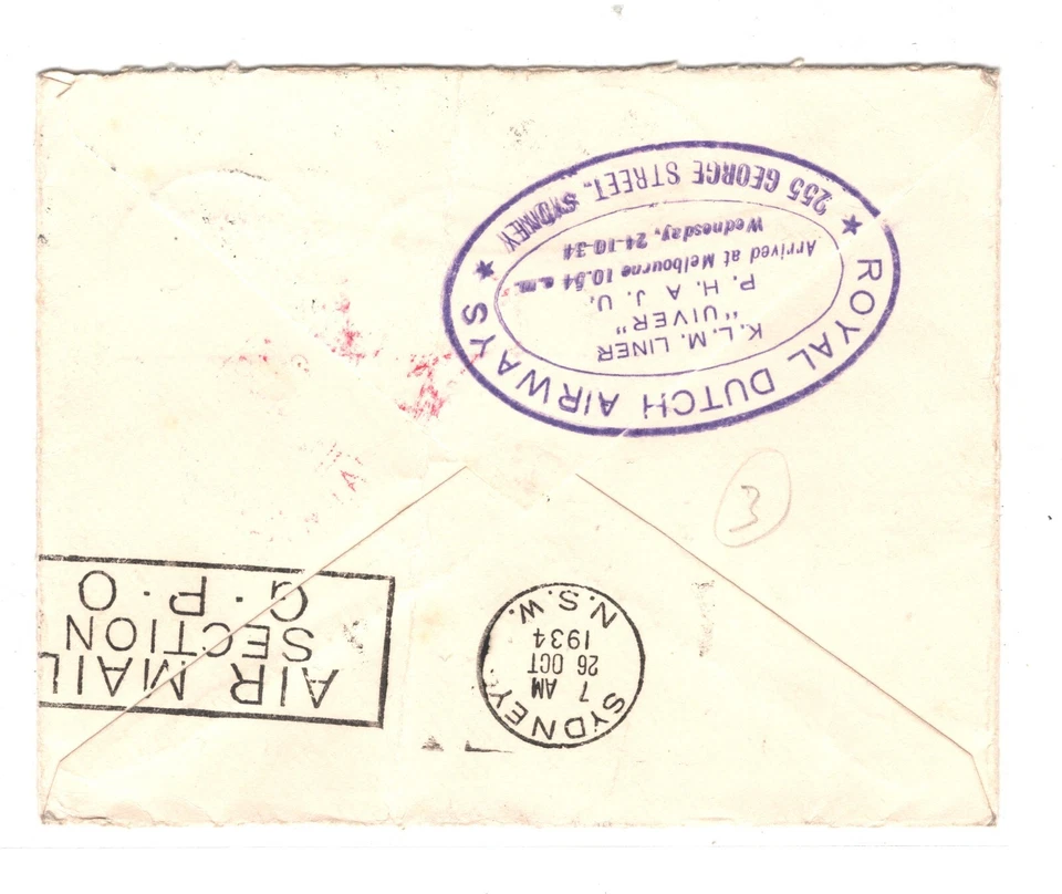 NETHERLANDS/AUSTRALIA *AIR RACE* Cachet 1934 KLM LONDON-MELBOURNE Air Mail MA301 - Image 4 of 4