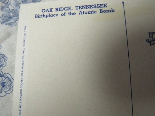 Vtg. 1940s / 50s Oak Ridge Tennessee "Birthplace Atomic Bomb" Color Post Card - Picture 4 of 4