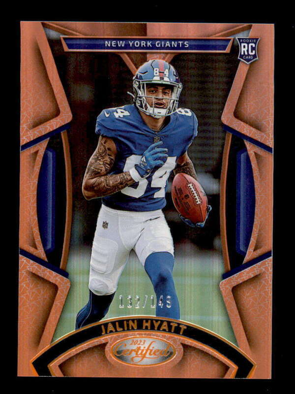 JALIN HYATT 2023 PANINI CERTIFIED #126 GIANTS ROOKIE ORANGE RC #132/149 BF2408