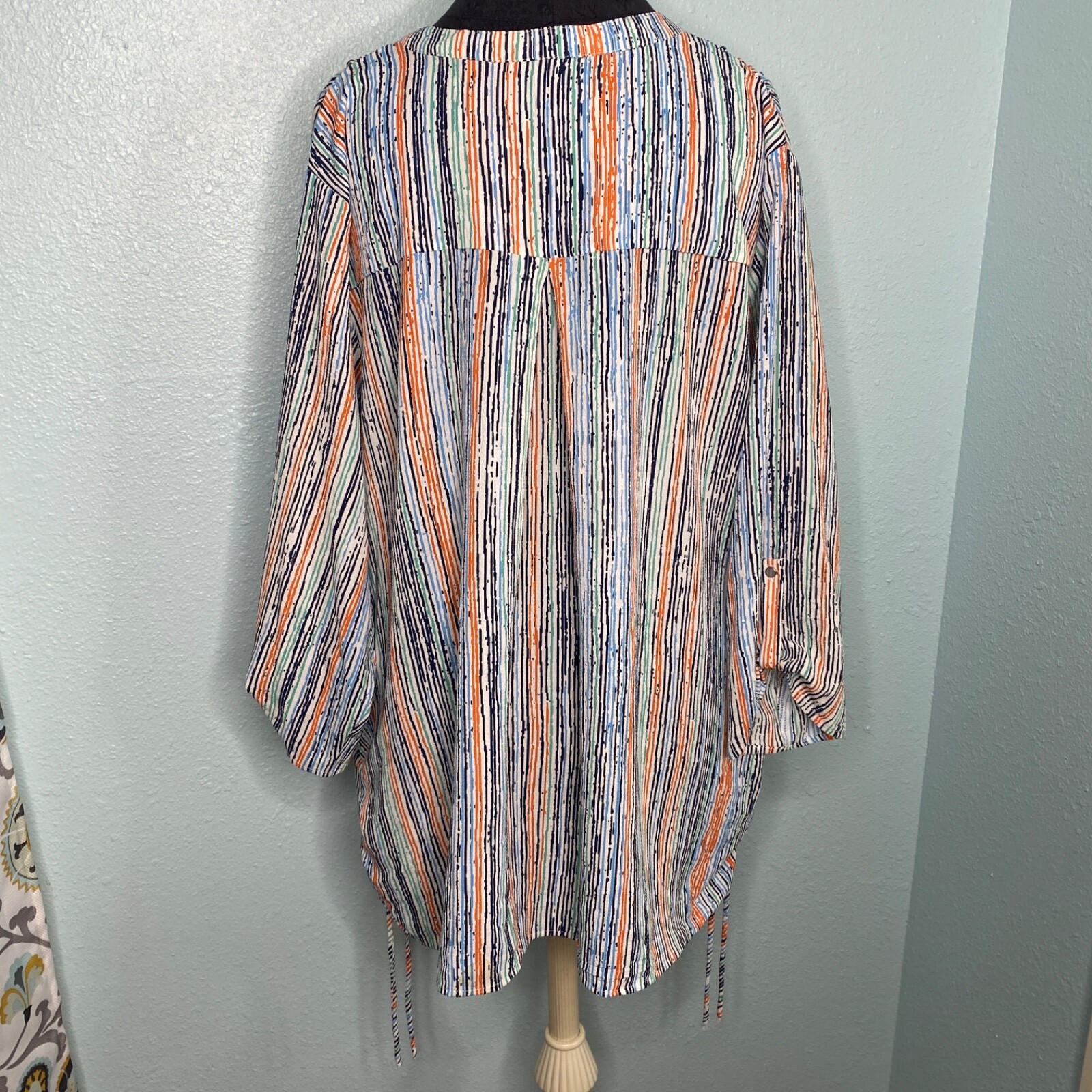 Avenue Blousse Shirt Top Tunic Women Plus Size 22/24 (2X) White Colorful Coastal image 3