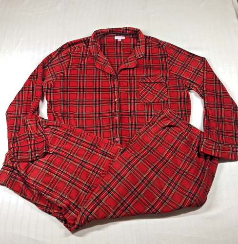 Secret Treasures Pyjama Set Damen Übergröße 3X (22W-24W) Rot Kariert Knopfleiste Weich - Bild 1 von 12