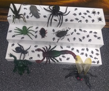 Vintage Lot large Small Insect Spider Frog Mouse life like toys rubber plastic