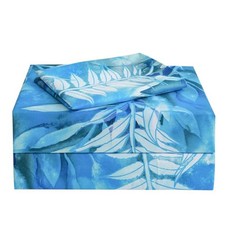 Teal Blue Tropical Leaves Sheet Set Size, 3 Piece Printed Twin Blue Leaf
