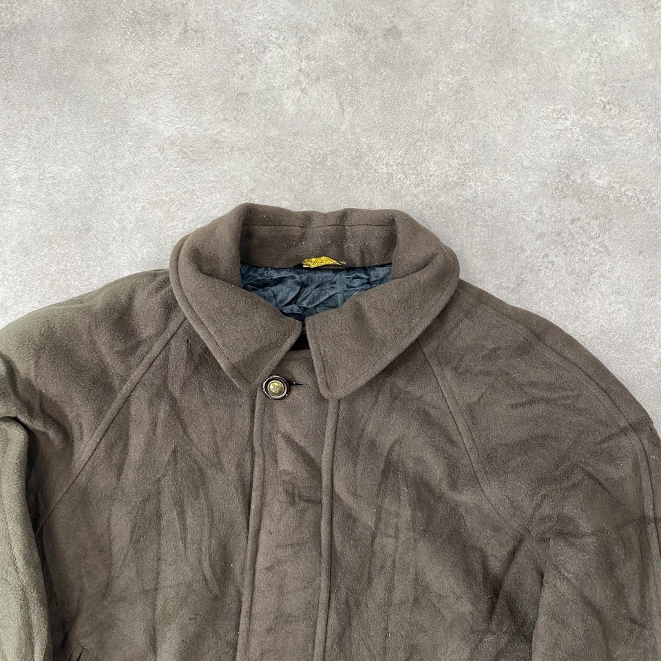 Burberry's Overcoat Homme 50 Vintage Made In Italy Designer Laine Trench, Marron - Photo 2/4