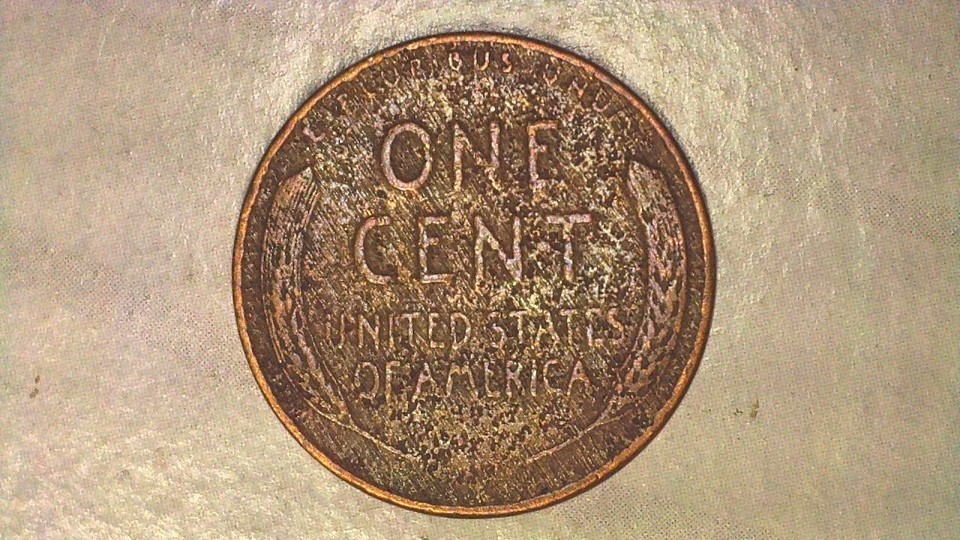 1944 Lincoln Wheat Cent "Woody" Improper Alloy Mix Error Wood Grain ...