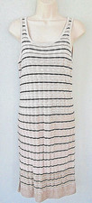 Ann Taylor Loft Beige Black Ribbed Lightweight Rayon Knit Sheath Dress Women S