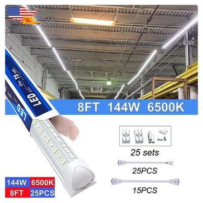 8 Foot Led Shop Lights 25 Pack T8 Integrated Fixture 144W 18000Lm 6500K Bulbs