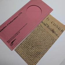 1977 HDC Declaration of Independence Replica Parchment Document Poster Sleeve