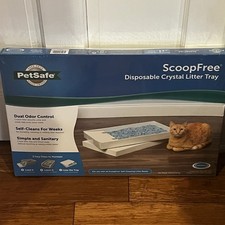 Pet Safe Scoop Free Disposable Crystal Litter Tray w/ Lid Crystals, NEW SEALED