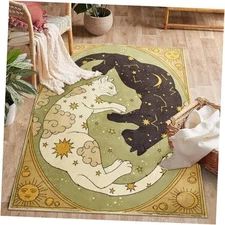  Cute Mystical Cat Entryway Rug Washable Non Slip 3x5 Indoor Door Mat Ultra 