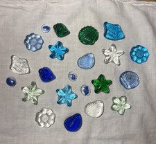 Lot Of 22 Glass Seashells Starfish Gems Vase Fillers Beach Coastal Decor Shells