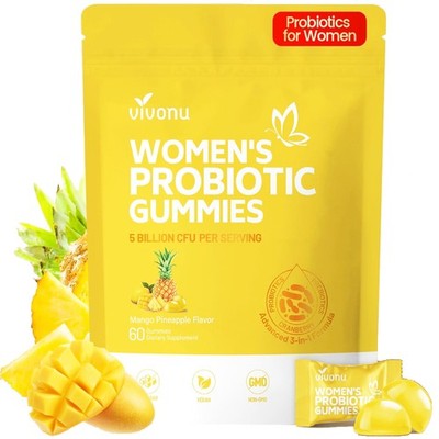 Probióticos Digestivos En 60 Gomitas Sabor a Piña Para Mujer 5 Billones CFU Cada