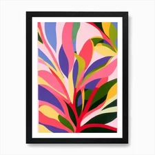 Fiddle Leaf Fig Colourful Illustrat Framed Wall Art Poster Canvas Print Picture
