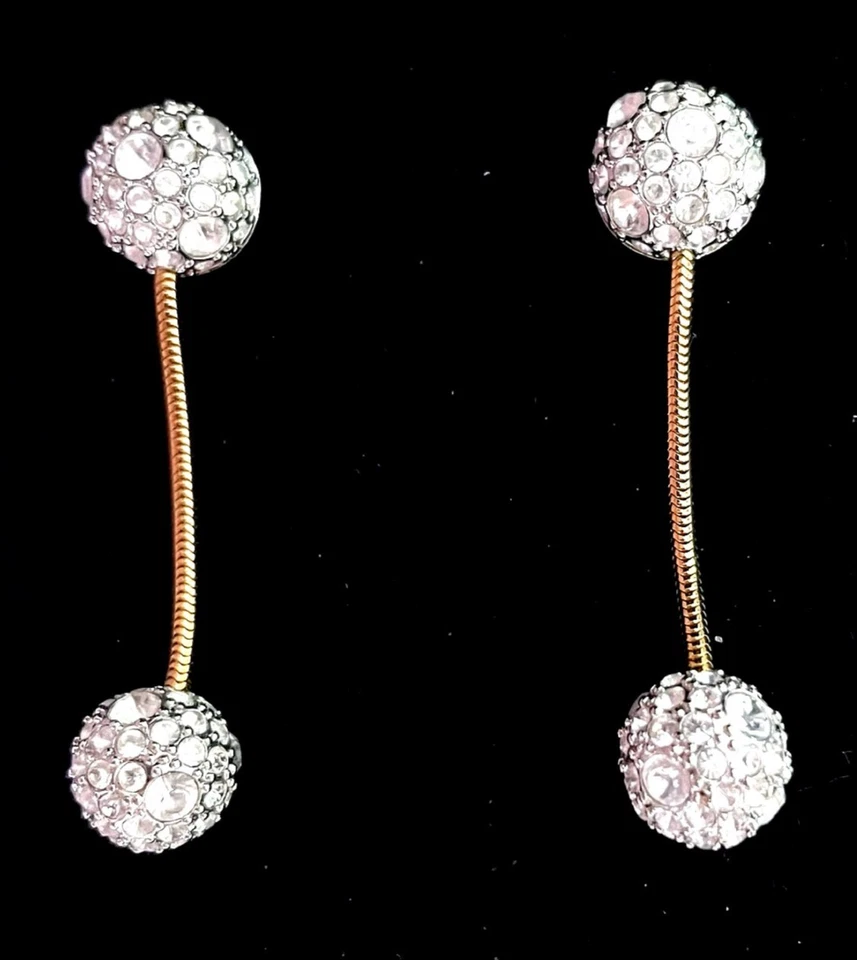 LUXEUEUSES LONGUES BOUCLES D'OREILLES SWAROVSKI AUTHENTIQUE HAUT DE GAMME - Photo 2/4