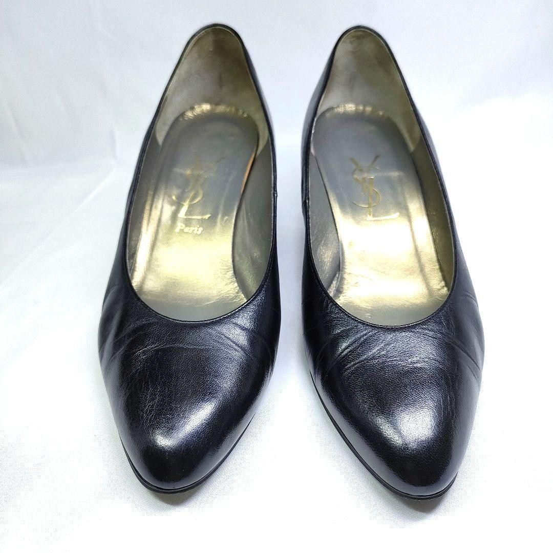 Decolte Yves Saint Laurent YSL tacco EU 35 pelle nera dal Giappone 0102305K Authen