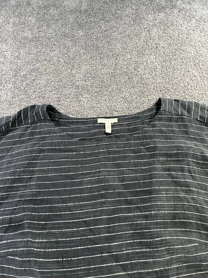 Vestido Camisa Mujer Eileen Fisher 2x Gris Blanco Lino Pullover Foto 2 de 4