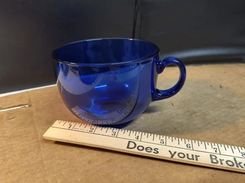 Vintage Arcoroc France Cobalt Blue Glass Coffee Mug Cup Latte Rare 