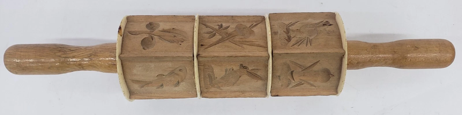 Wooden Springerle Rolling Pin Cookie Mold Flower Bird Fish Animal Rabbit 3D5
