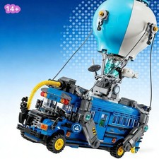 954pcs Popular Game Fortnite Battle Blue Bus Car Model 77073 Building Blocks
