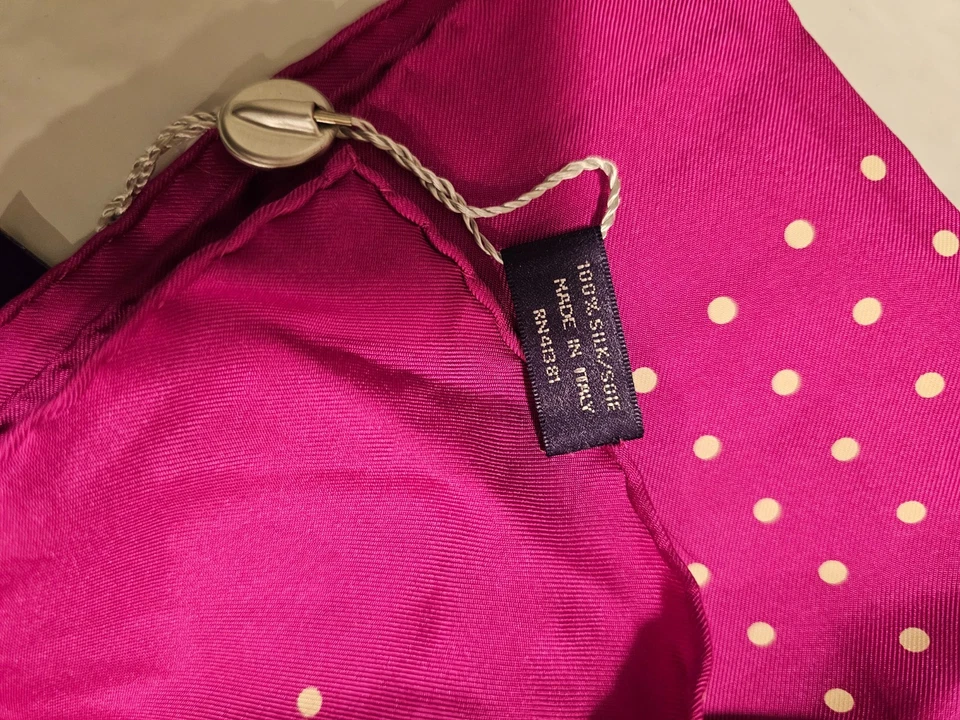 NWT Ralph Lauren Purple Label pocket square accessory Pink polka Dots ORG 95 - Image 3 of 3