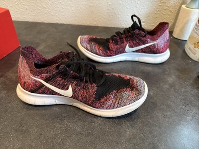 Nike Free RN Flyknit Motion Women Sz 7.5 Red Lightweight Athletic Sneakers