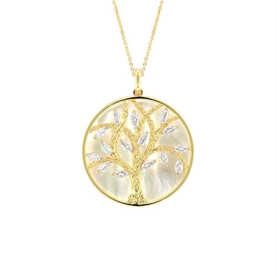 18K Gelbgold Lab Grown Diamant Lebensbaum Anhänger Marquise