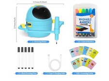 Drawing Robot for Kids with Card-Sensing Camera, 150 Learning Cards and 17 Blue