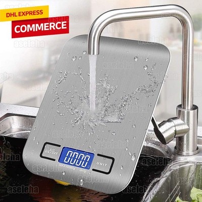 Küchenwaage digital Edelstahl LCD Anzeige 10kg 1g Messung elektronische Waage