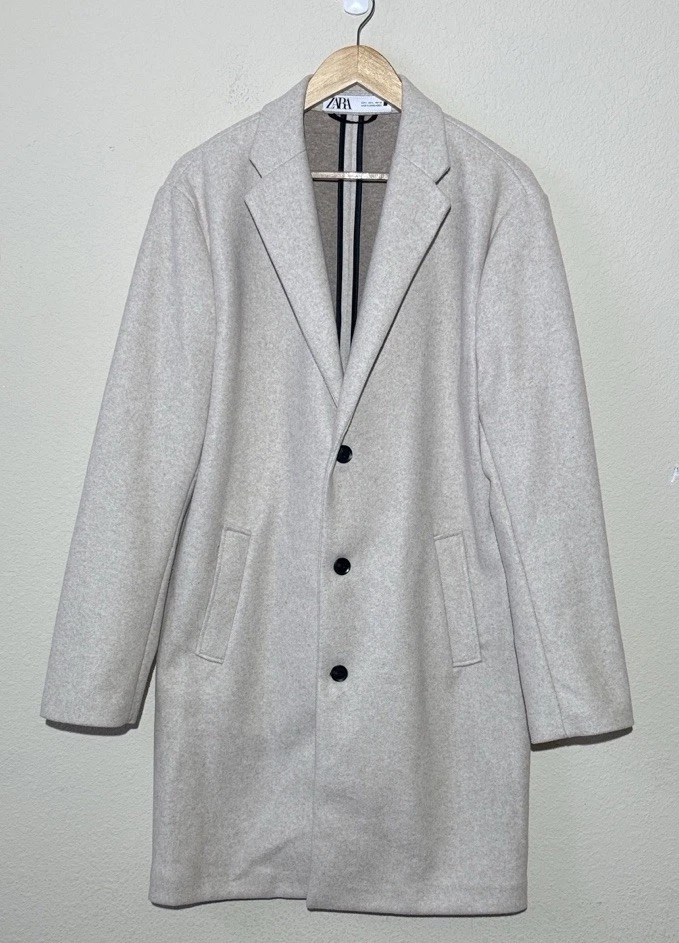 ZARA Mens 4 Way Stretch Trench Coat Button Closure Size Large - Image 2 of 4