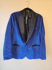 Men's Lars Amadeus Sequin Blazer Black Peak Lapel Prom Party Shining Medium