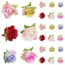  30 pezzi di seta artificiale Rose rose testa di fiori di rosa finti piccoli