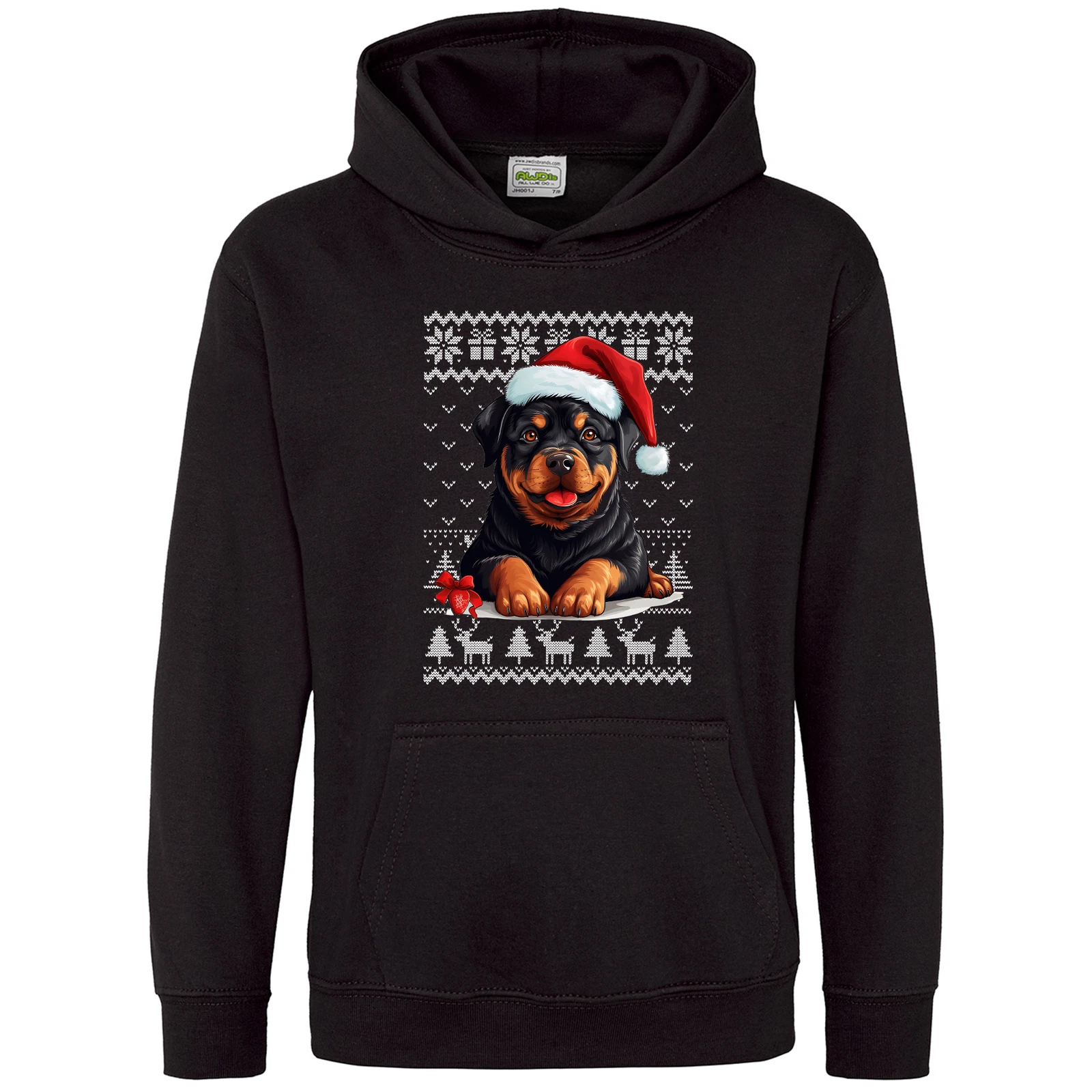 VETEMENTS Felpa con cappuccio bambini Natale Rottweiler cane fiocco di neve regali alberi renne