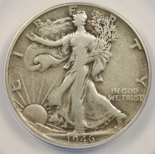 1946 FS-801 DDR-001 Liberty Walking Half Dollar 50C VF 30 ANACS - Picture 3 of 4