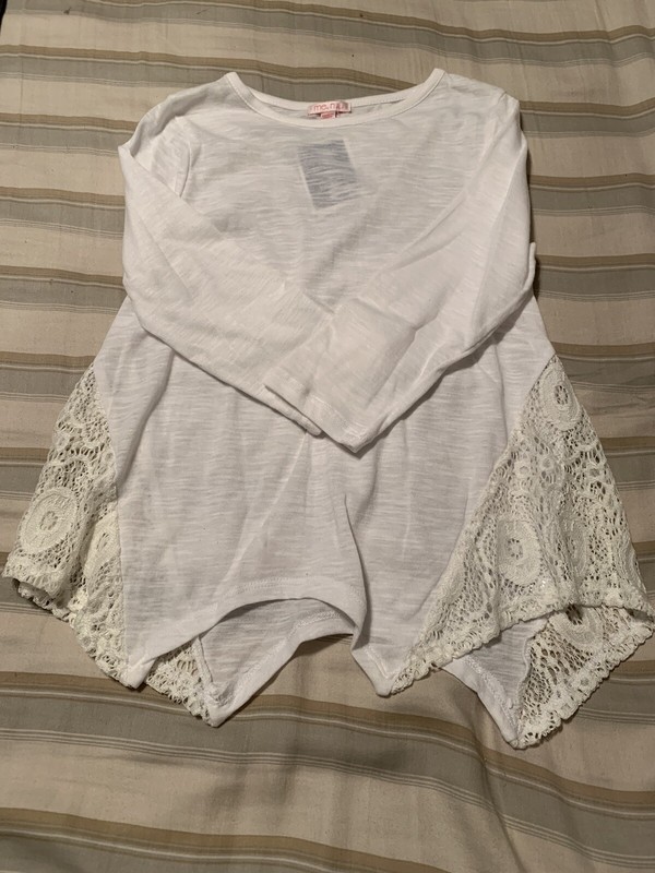 New Beatiful 3/4 Sleeve Girl Top Size 7 Color White 