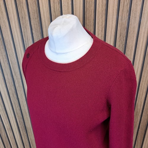 Jigsaw Merino Jumper Womens Medium Raspberry Red Long Sleeve Button Detail - Picture 6 of 11