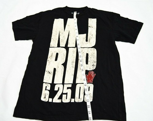Camiseta Peace Generation RIP MJ Michael Jackson Negra/Beige Para Hombre Talla Mediana - Imagen 4 de 5