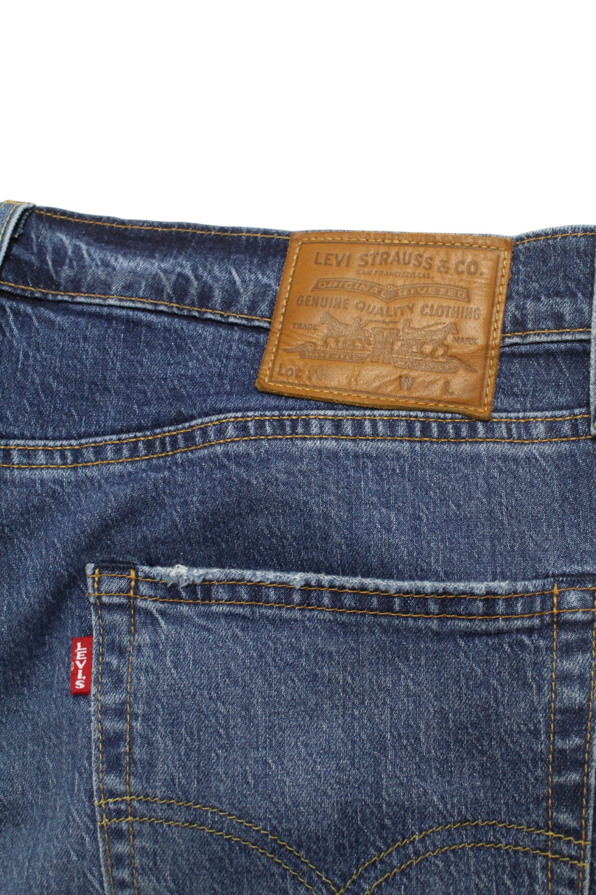 Levi's Premium Big E Jeans Mens W34/L32 Whiskers Dark Denim Casual Zip Faded thumbnail 7