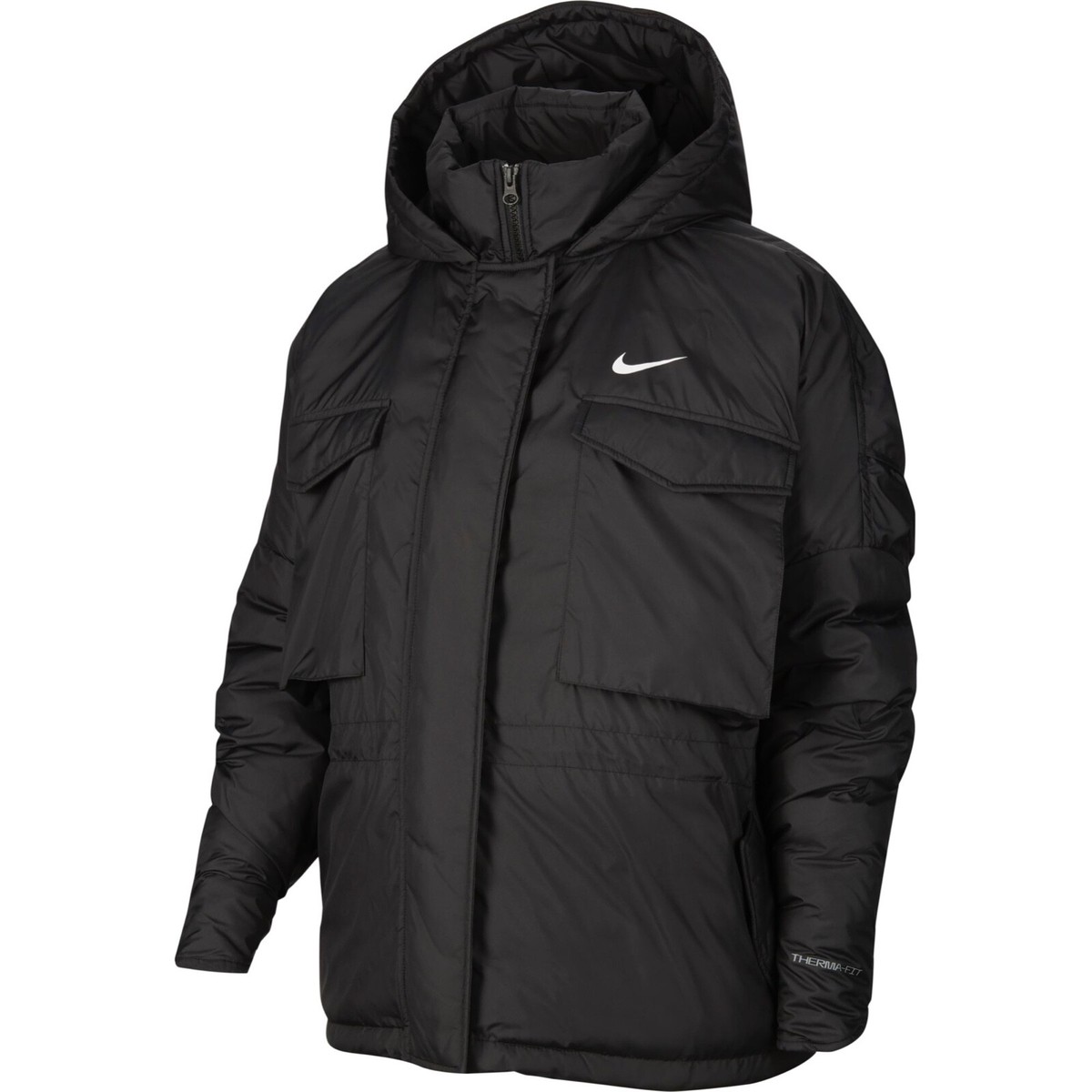 Nike Hooded Black Oversized Jacket Sportswear Insulated