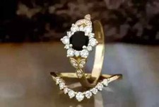 Wedding Bridal Ring Set 14k Yellow Gold Plated Round Lab Created 2.20CT Diamond