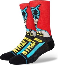 NWT MD Men 6-8.5 Wmn 8-10.5 Stance Black Red Crew InfiKnit DC Batman Comic Socks