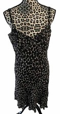 ann taylor dress 12 Black Animal Print Sleeveless Sheath Strap Cheetah